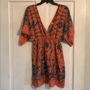 Sage Floral Print Kimono Dress